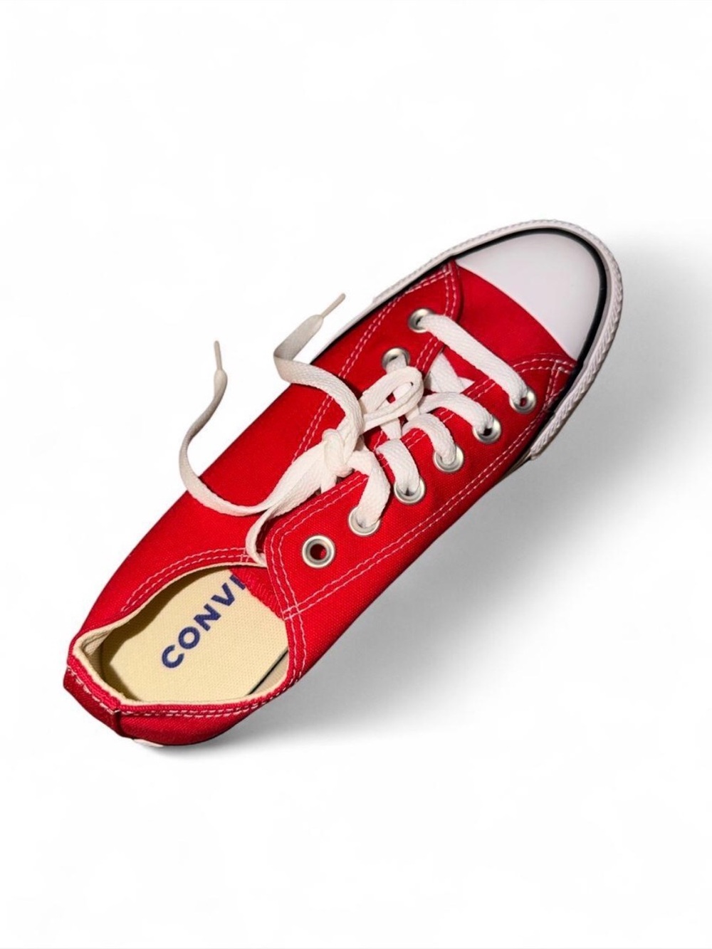 Converse Women Red Canvas Low-Top Lace Sneakers